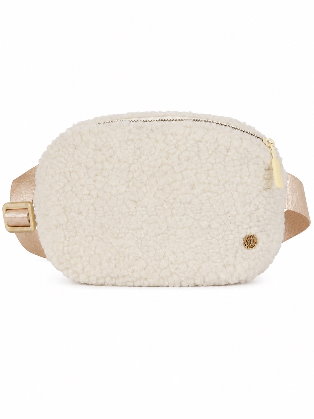 NWT Cream Sherpa Belt Bag with Pink Adjustable Strap